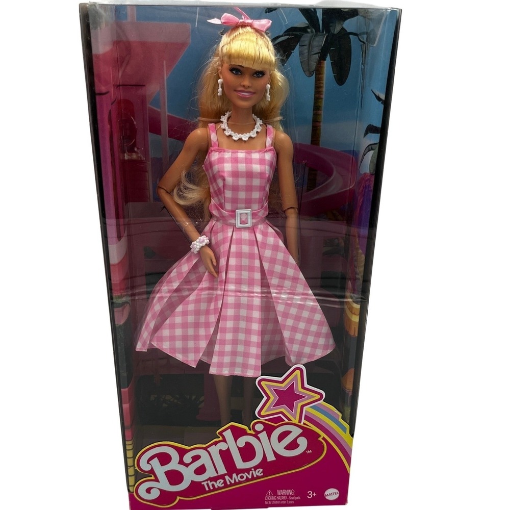 Mattel Barbie The Movie Margot Robbie Pink Gingham Dress Doll